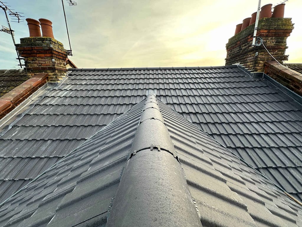 Picture of a roof with Grey Ludlow tiles